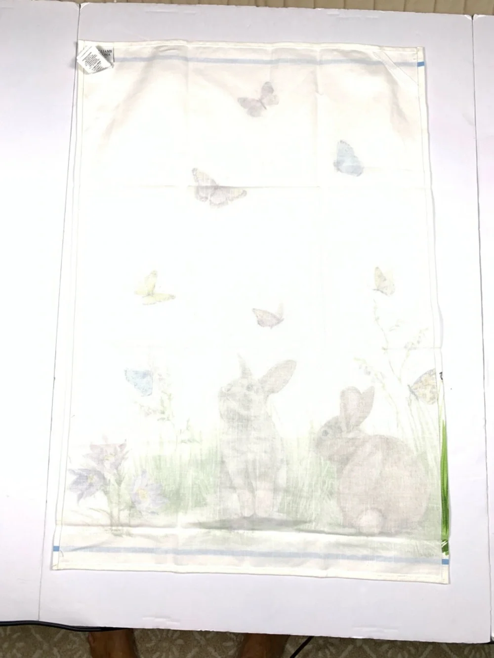 Williams Sonoma Unused Bunny Butterfly Tea Towels Set 2 Easter Floral